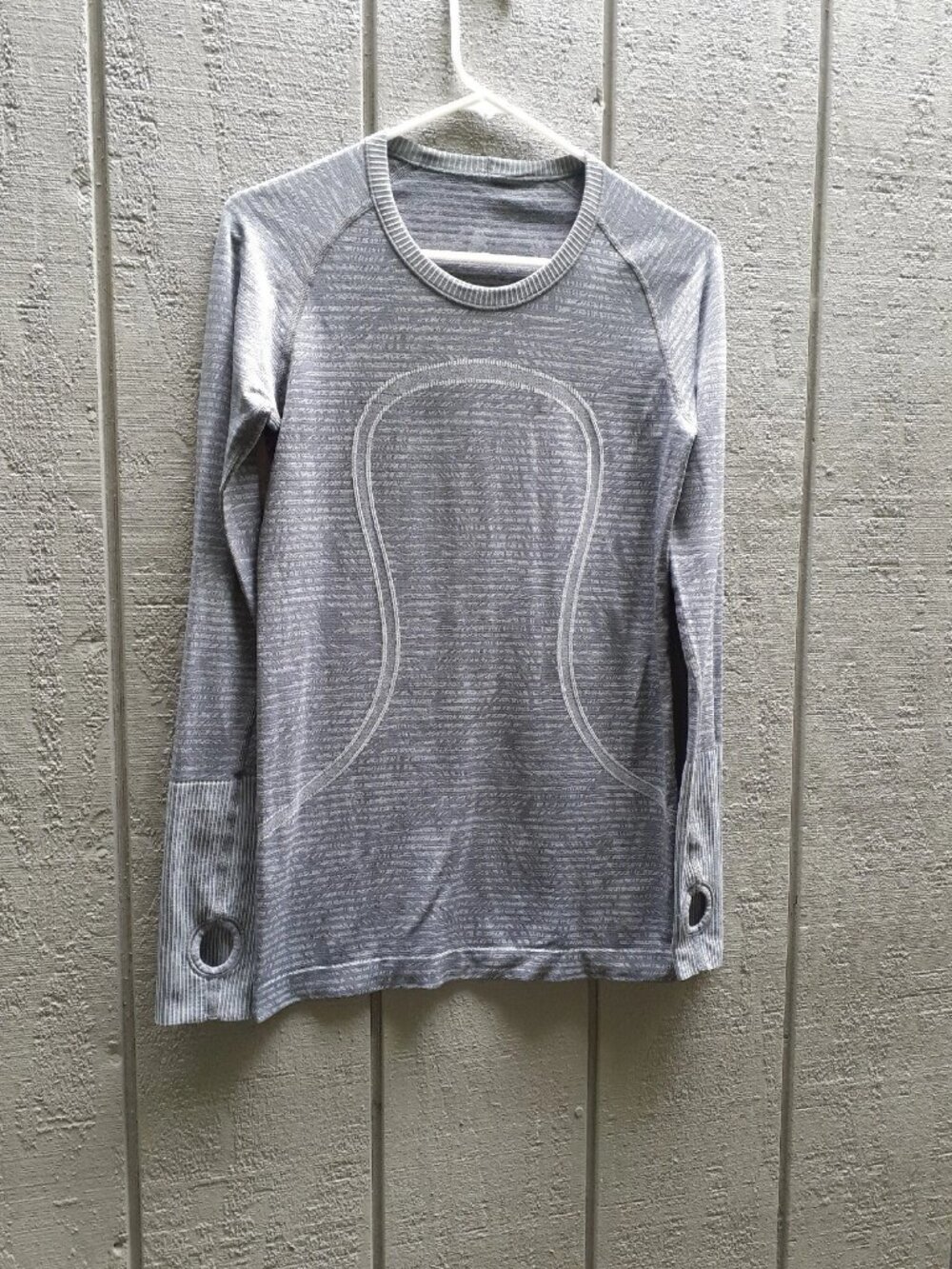 Lululemon Swiftly Tech Long Sleeve 6 Stripe Grey Heathered Slate Running Shirt S